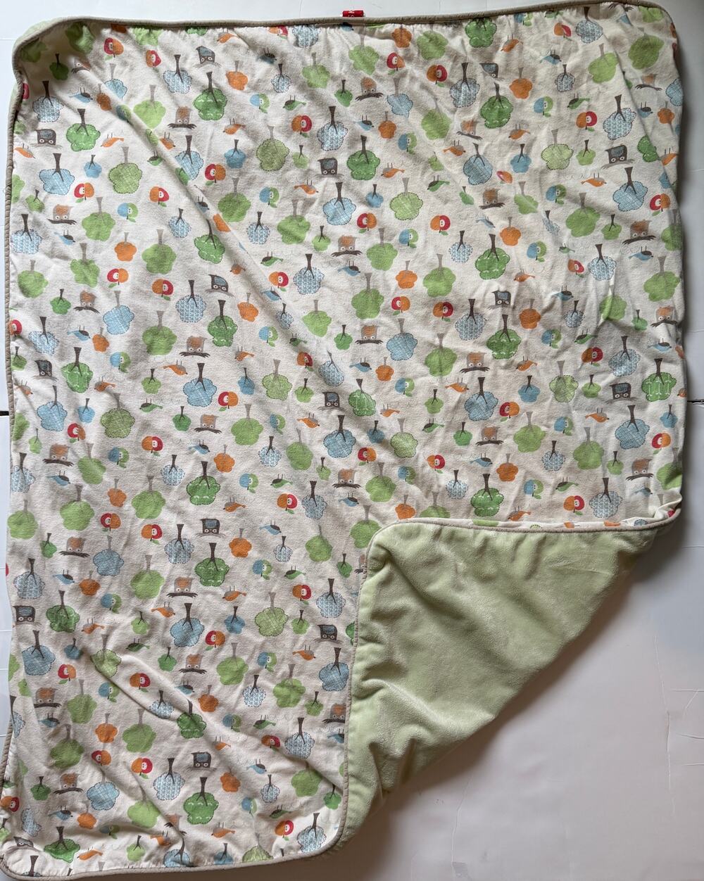 Skip Hop Woodland Owl Trees Birds Apple Green Baby Blanket Cotton Kids